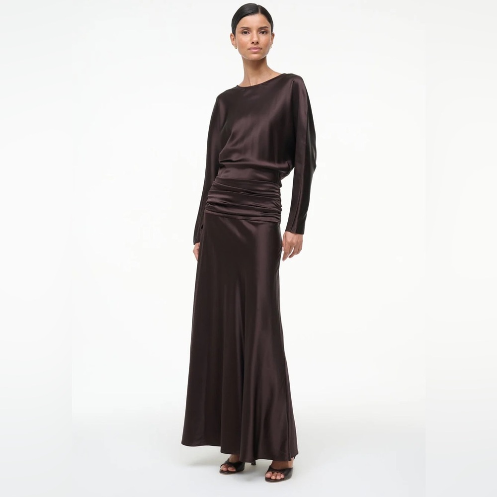 STAUD Freda Silk Dress - Earth